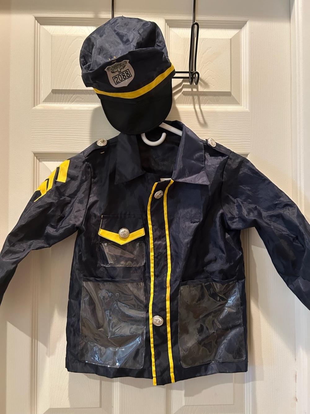 Kids Navy and Yellow Police Officer Costume Jacket & Hat